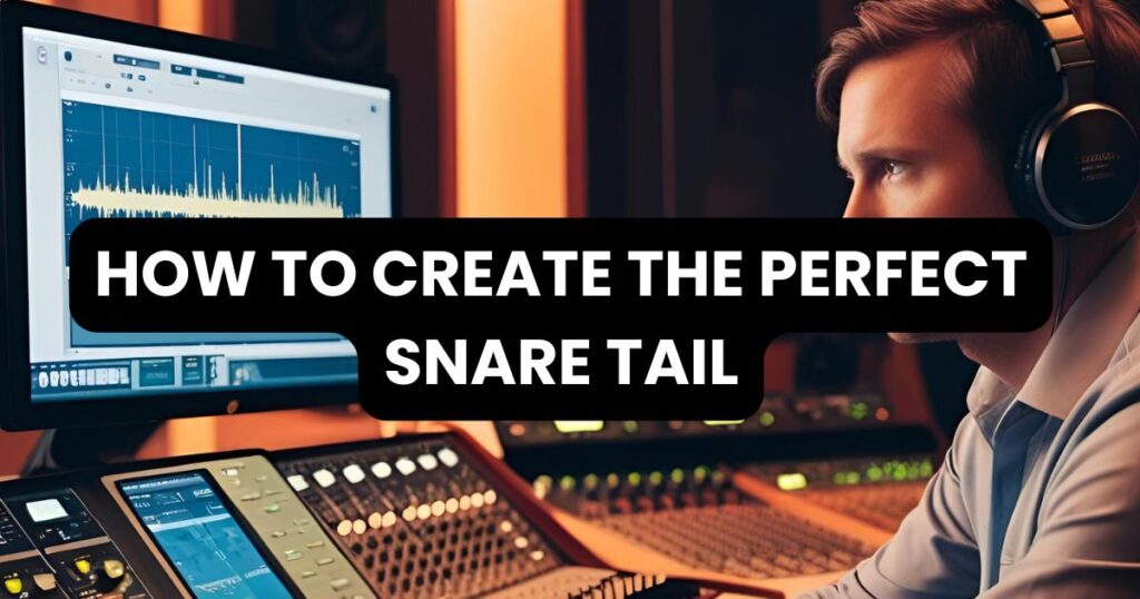 Digital audio workstation (DAW) screen showing a snare track with reverb and EQ plugins applied, demonstrating the process of shaping a perfect snare tail in a music production environment.
