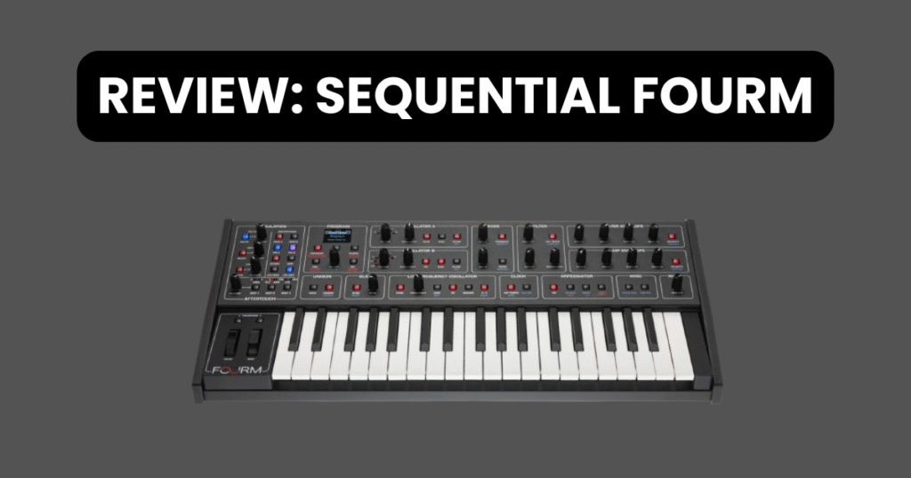 The new Sequential Fourm analog synthesizer with 37 slim keys and polyphonic aftertouch